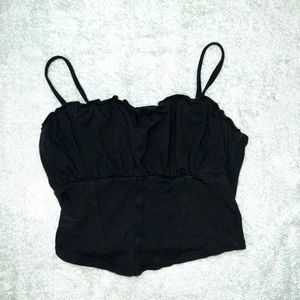 Hollister Black Thin Corset Ruffled Tank
